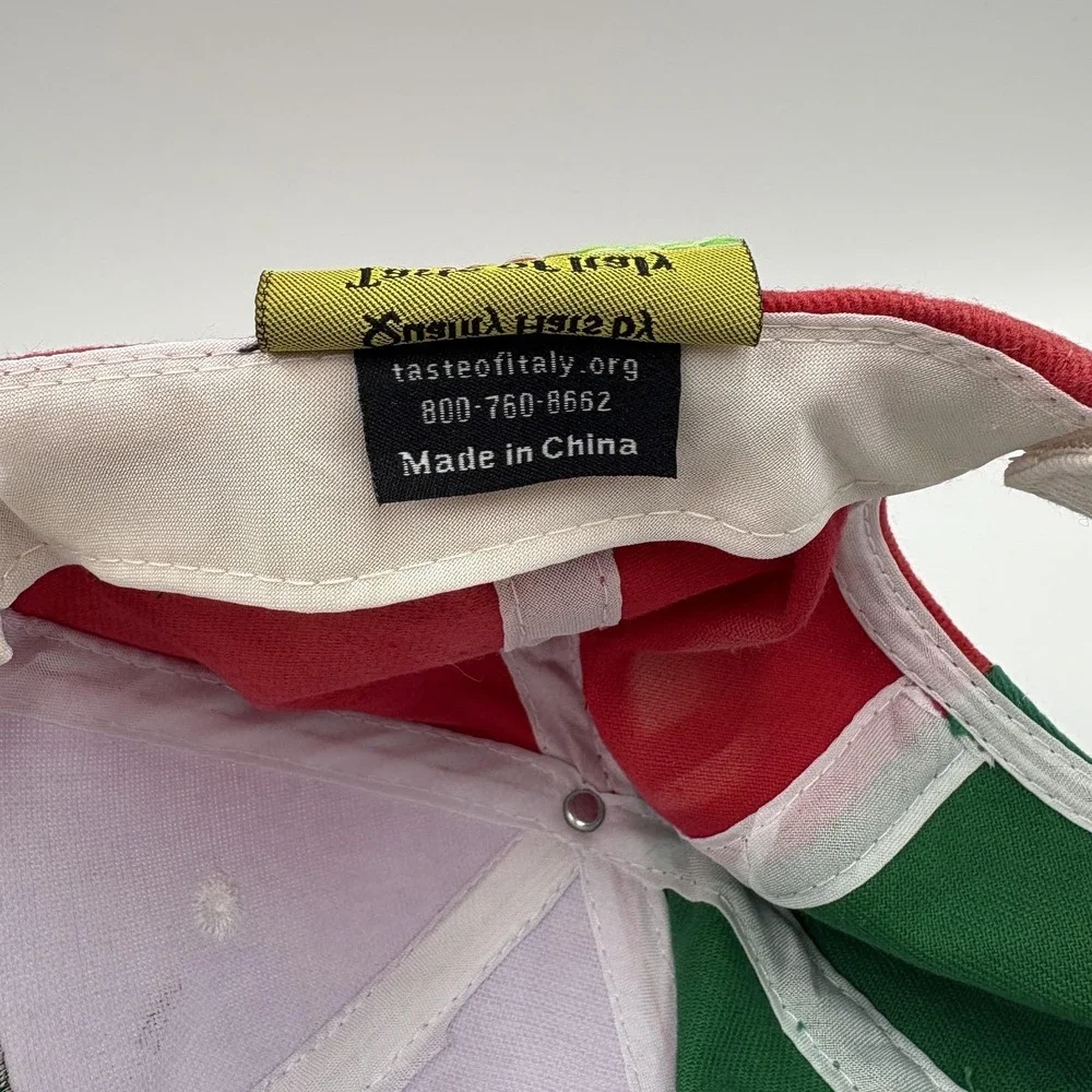 Taste Of Italy Hat Cap Strap‎ Back Mens One Size Italia Flag Tricolor Baseball